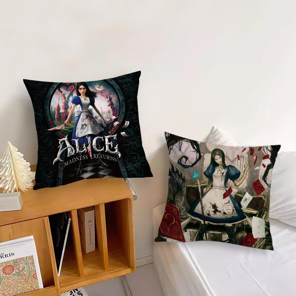 Movie A-Alice Madness Returns Cushion Cover Pillow Case Pillowcase Soft Skin Friendly & Comfortable with a Hidden Zipper