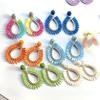 Colorful Raffia Geometric Water Drop Earrings - European & American Holiday Beach Style