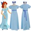 Enchanting Fairytale Peter Pan Wendy Darling Blue Dress With Bow And Headwear