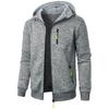 Men Fall Winter Coat Hooded Long Sleeves Elastic Cuffs Jacquard Knitted Cardigan Zip-up Solid Color Sport Jacket