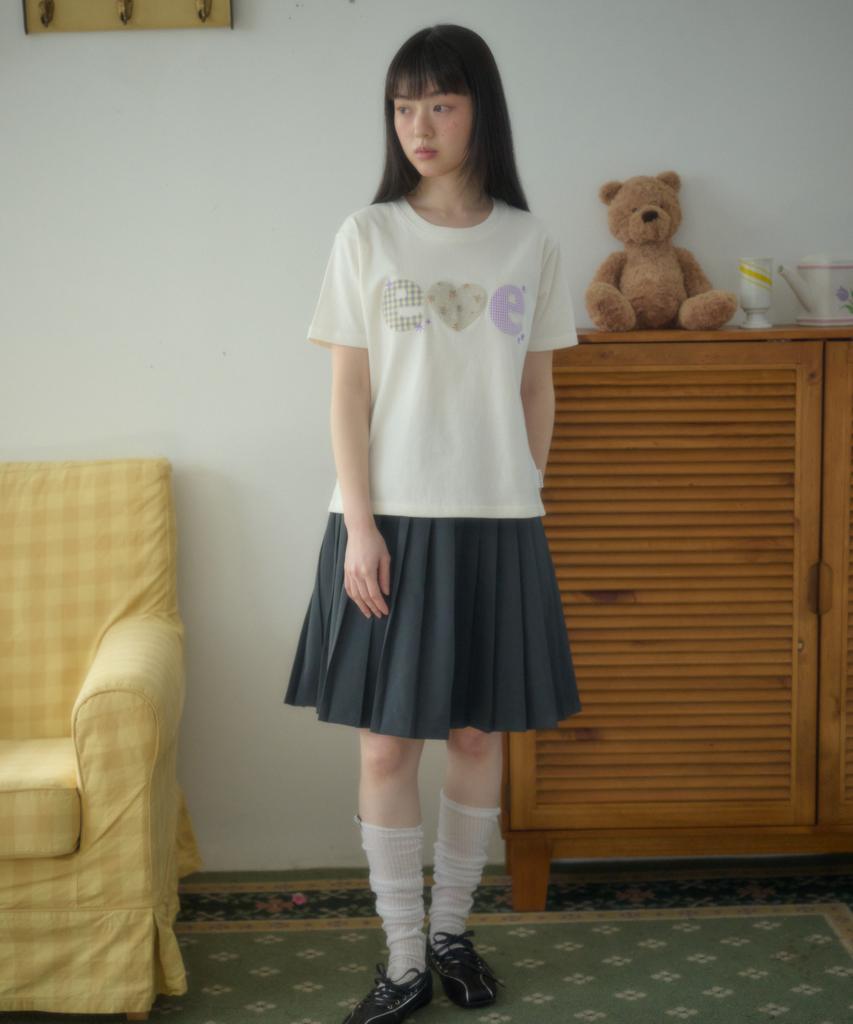 AMBLER Check Flower Graphic Short Sleeve T-Shirt As1311 (Ivory)
