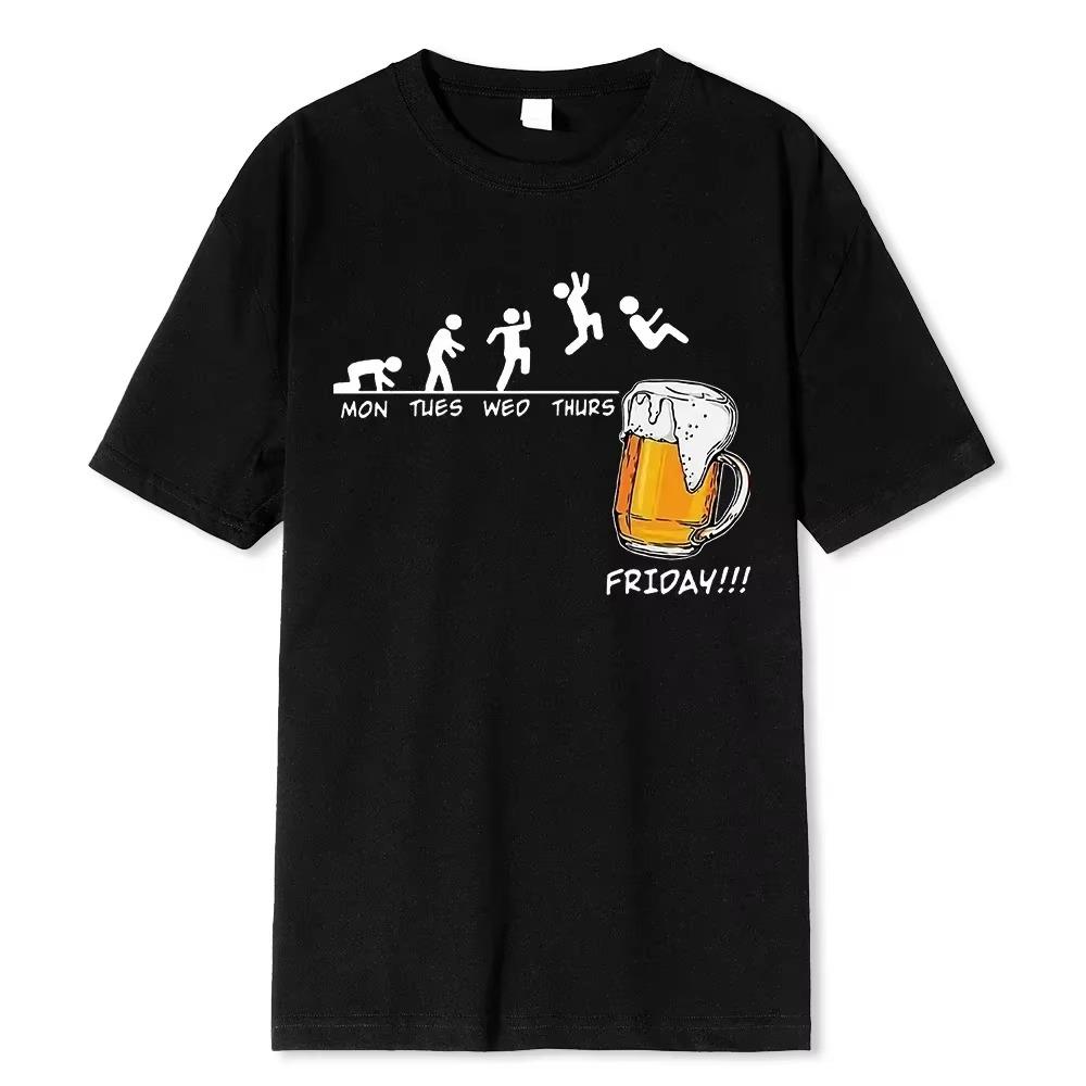 Friday Beer Print Men's Brand T-shirts Funny Graphic Hip Hop Summer Men Tshirts Streetwear  Harajuku T-Shirt Short Sleeve