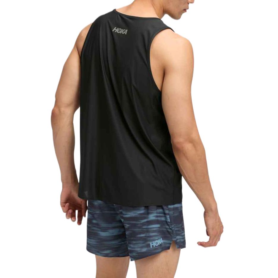 HOKA One One Tank Tops Men's Black Crew Neck Moderate Other 1175770-BLK