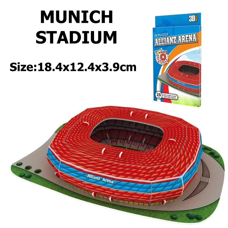 Desktop Ornaments Football Field Model Fans Souvenir DIY Paper Puzzle Table Games 3D Building Stadium Assembly Simulation TMZ