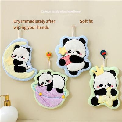 Kids Cartoon Hand Towel Coral Fleece Thick Hanging Towel for Kitchen Bathroom Soft Absorbent Washcloth Children Gift Set with Loop