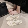 Wear one-pedal flat-heeled sandals for women's 2025 summer new soft-soled lightweight Roman shoes versatile waterproof beach shoes