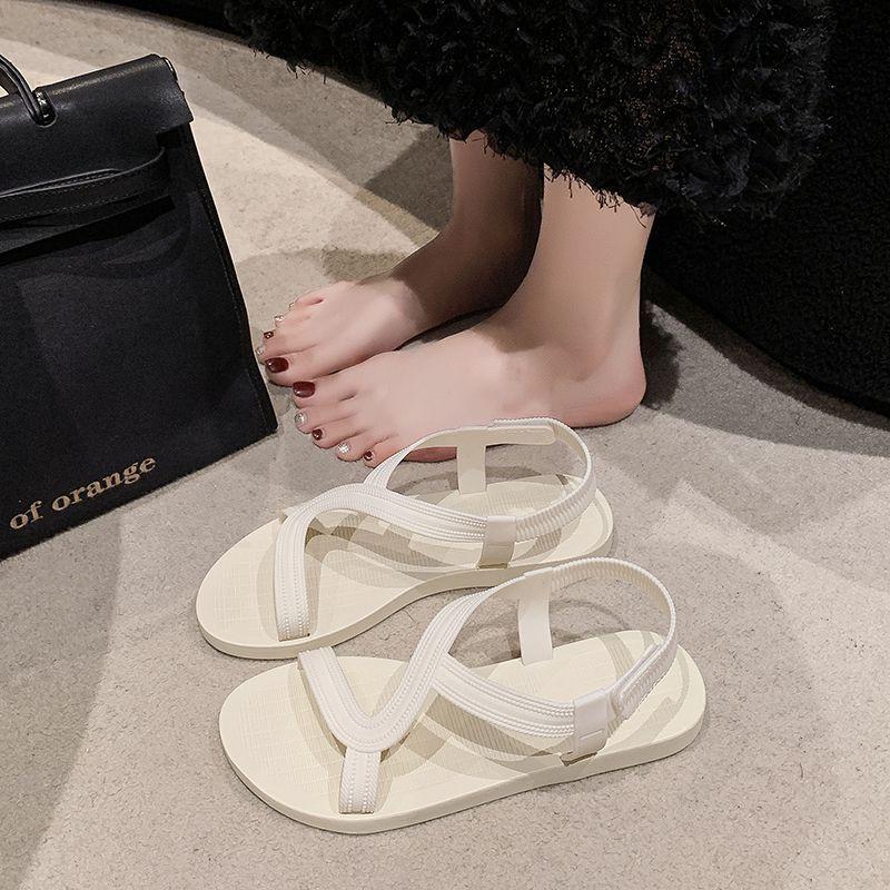 Wear one-pedal flat-heeled sandals for women's 2025 summer new soft-soled lightweight Roman shoes versatile waterproof beach shoes