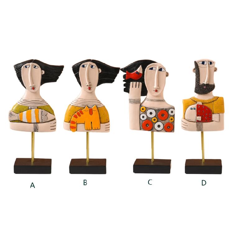 Face Art Statue Sculpture Resin Handmade Carving Figurine Study Studio Room