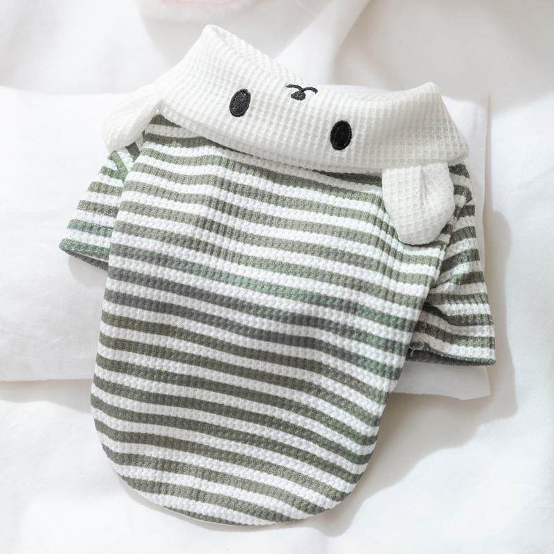 Striped POLO Shirt Puppy Clothes Spring and Autumn Thin Style Teddy Bichon Bear Schnauzer Pet Summer Cat Summer