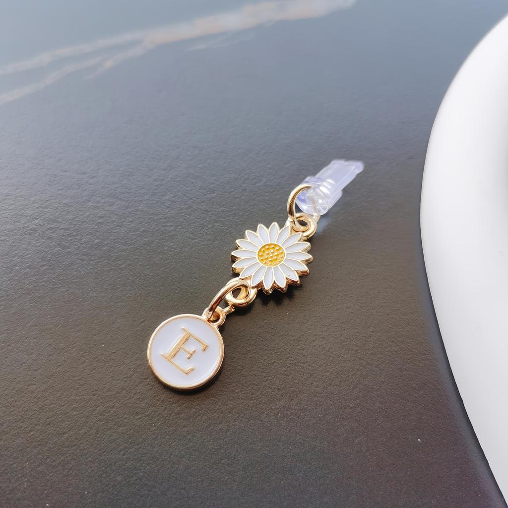 1 szt. Kreatywny stokrotka/słonecznik litera zatyczka przeciwkurzowa do telefonu komórkowego/europejskie i amerykańskie 26 wielkich liter A-Z zawieszka do telefonu komórkowego