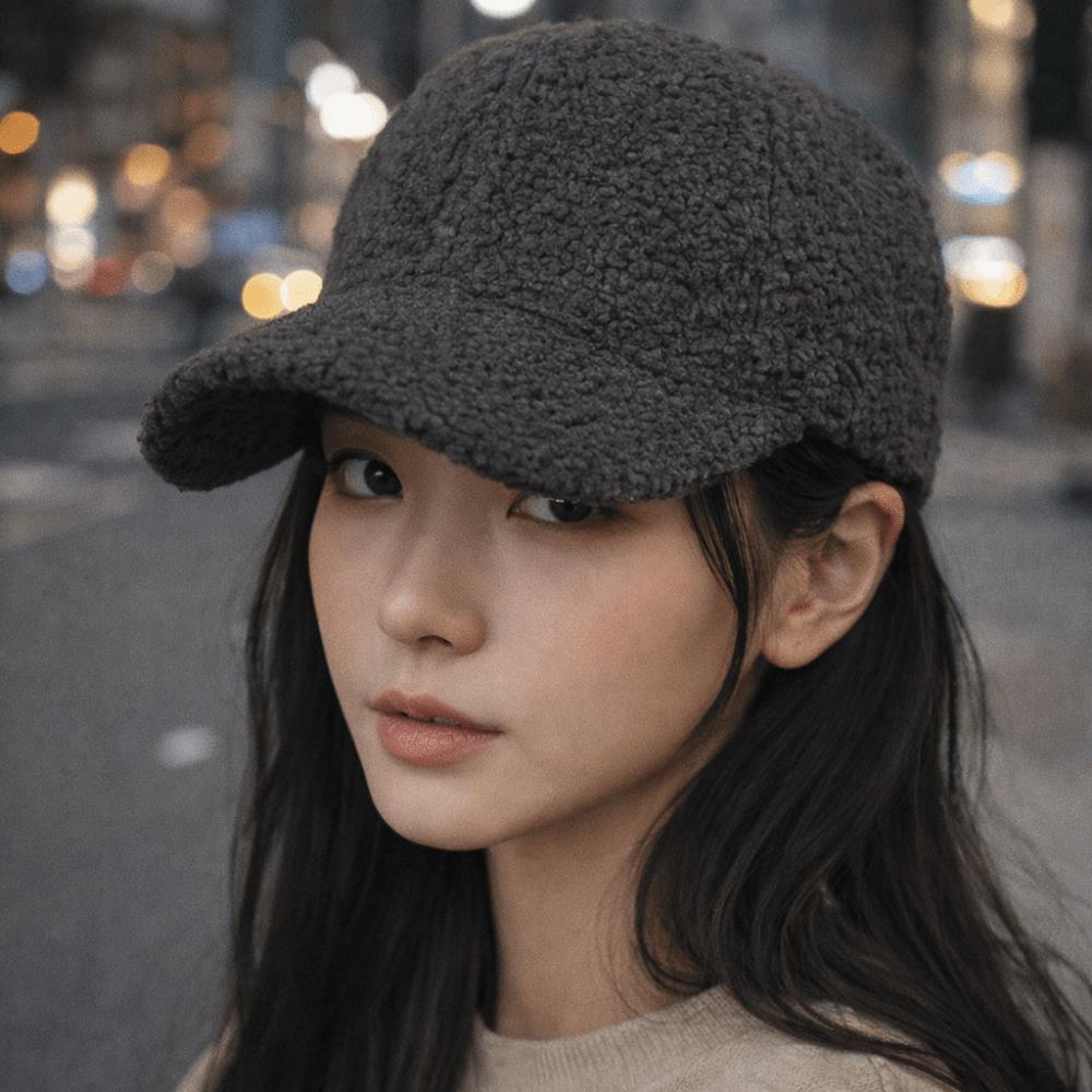 Thicken Plush Snapback Fuzzy Winter Peaked Cap Vintage Lamb Wool Baseball Cap Outdoor