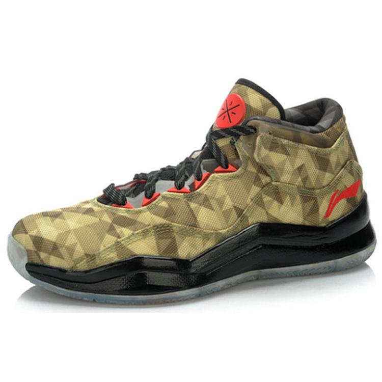 Li Ning WOW 3 Cushioning Slip Resistant Abrasion Resistant Mid top Basketball Shoes Men's Brown Yellow Black ABAJ013-7