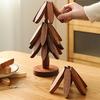 Wooden Trivets Tree Trivet Foldable Wood Christmas Tree Shaped Teapot Holder Tabletop Protection Hot Pot Coaster Table Mat