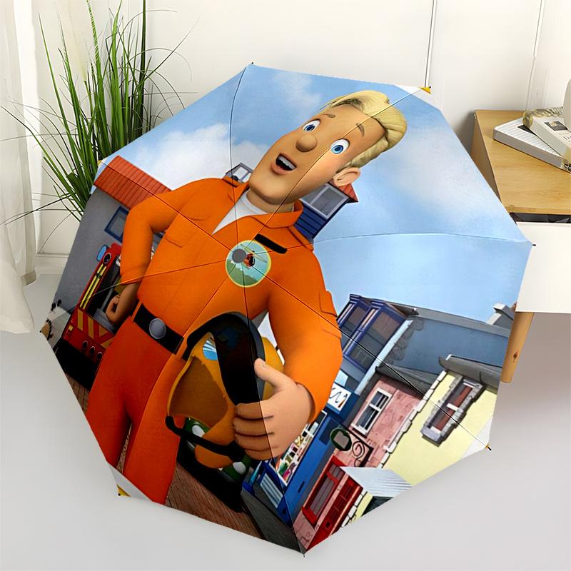 

Fireman Fire trucks Themed Travel Umbrella-8 Ribs Automatic Opening and Closing, Portable Folding Design, Compact and Stylish Umbrella Suita