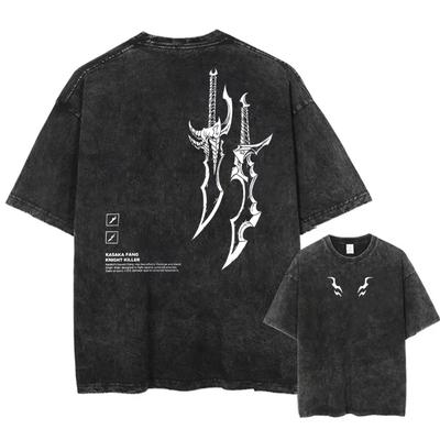Harajuku Vintage Tshirt Streetwear Japanese Anime Graphic Print Washed Short Sleeve Oversized T-Shirt Men Tees Top Unisex