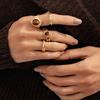 4Pcs/Set Finger Ring Set, Tiger Eye Stone Finger Ring Set, Adjustable Opening Stacking Rings for Women, Jewelry Gift