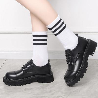 Chaussures Plates Noires Femme 2025 Mode Nouvelles Chaussures Britanniques à Talons à Semelles Épaisses Chaussures Plates en Cuir à Semelles Souples Chaussures Décontractées à Plateforme