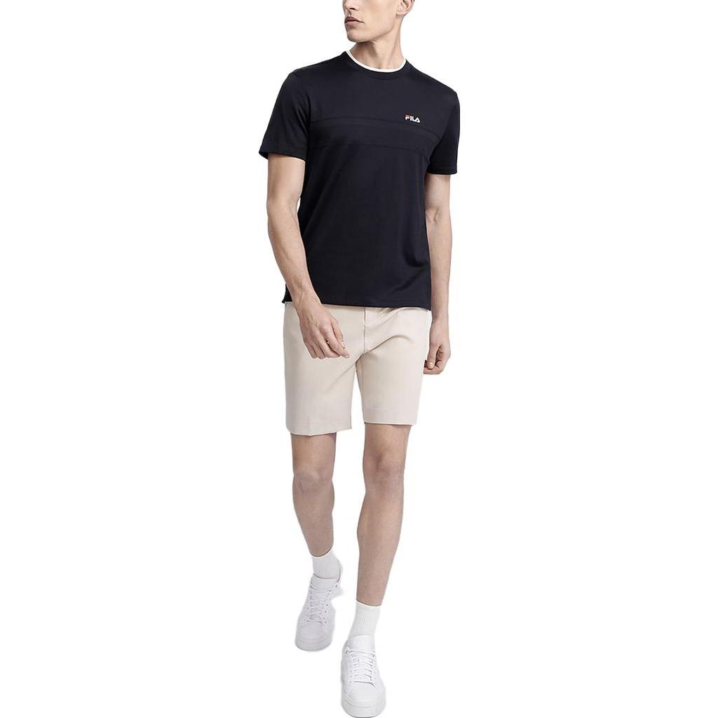 FILA Embroidered Logo Print Casual Round Neck Short Sleeve T-Shirt Men Tops Legendary-Blue F11M321113FNV