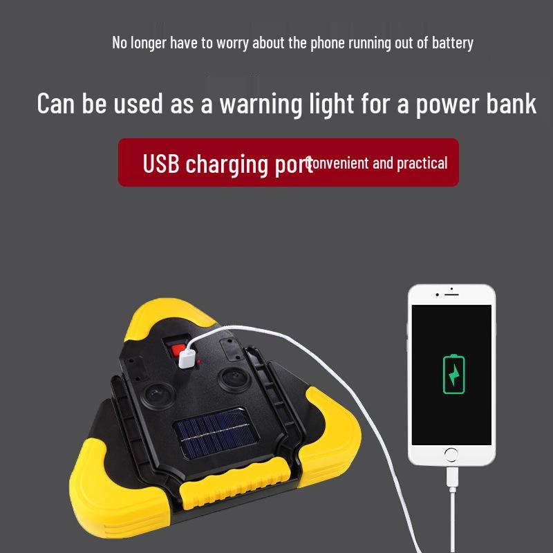 Solar-Powered Triangle Emergency Warning Light for Vehicles