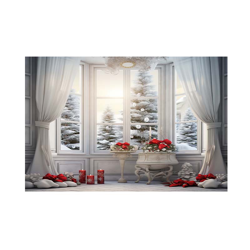 Indoor Window Sill Winter Snow Scene Children Shooting Background Cloth Background Wall Decoration Photo Cloth