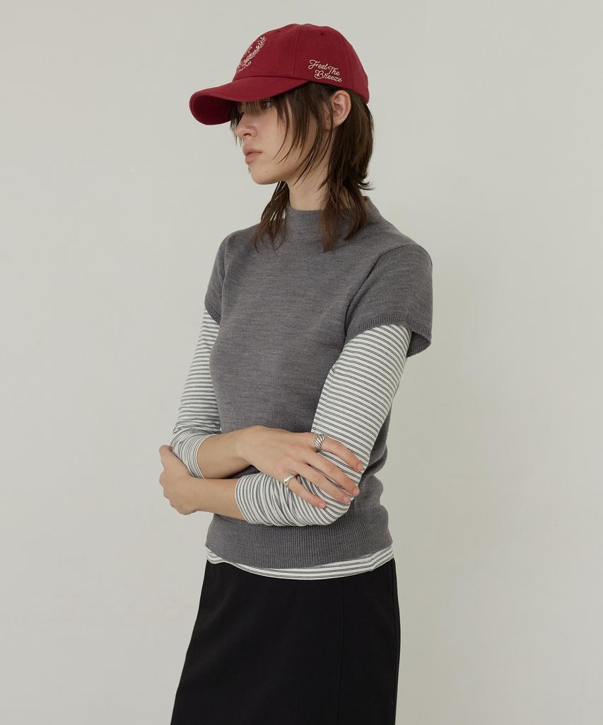 CITYBREEZE Wool Washable Mock Neck Cap Sleeve Knit_4 Colors