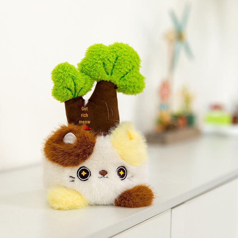 Cat Potted Plant Plush Toy - Cute Cartoon Green Ornament for Home, Office, or Children's Room Gift