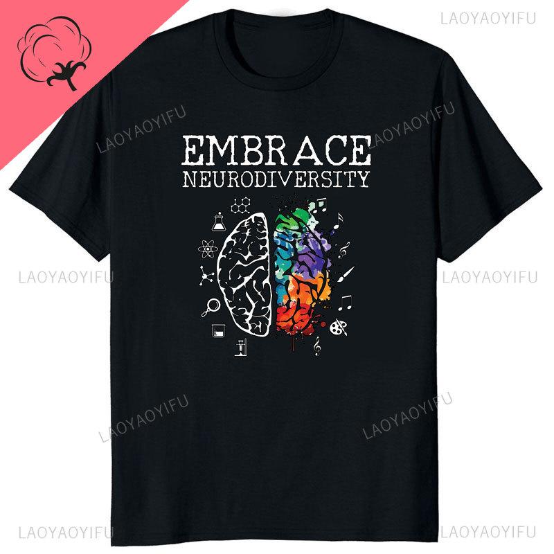 Funny Neurodiversity Brain Autism Awareness ASD ADHD Unisex Unisex TShirt Cotton Graphic Tee Y2k Top Lovely Gifts Short Sleeve