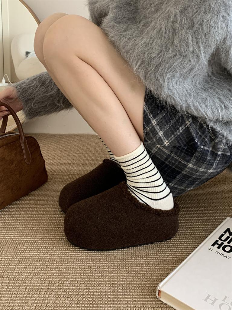 Mao Mao Shoes Women's Autumn and Winter Cotton Shoes Lazy Pedal Warm and Piled Half Slippers