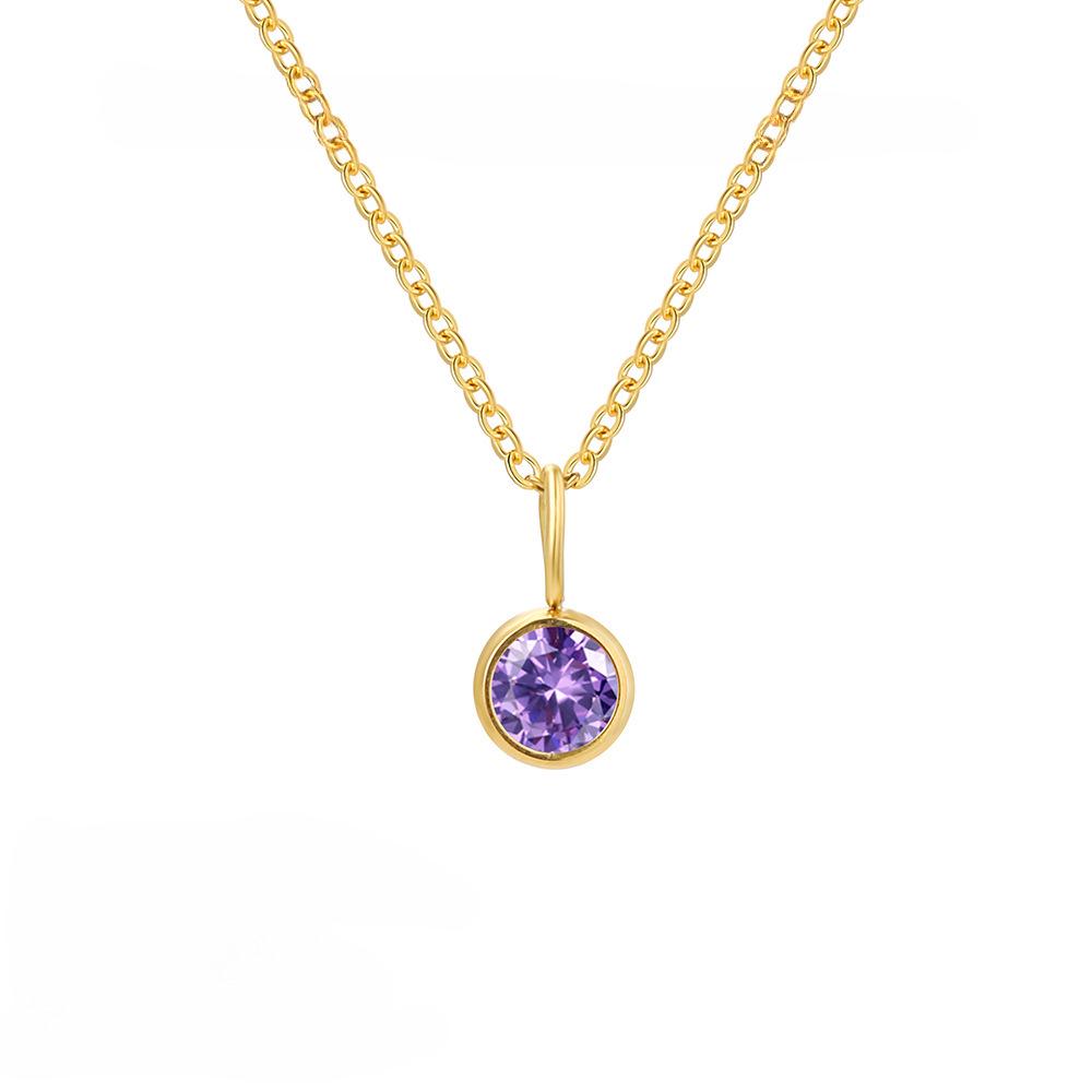 18K Gold Birthstone Stainless Steel Pendant Necklace