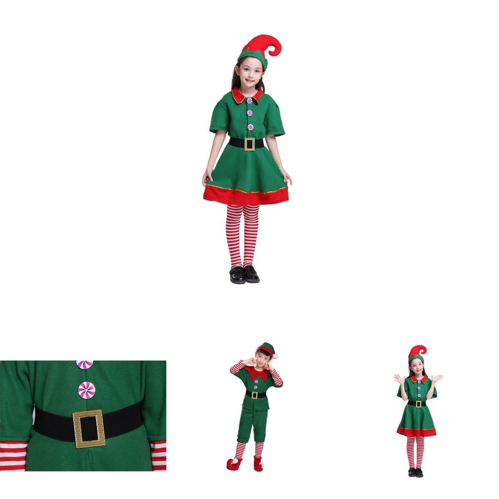 Premium Kids Christmas Elf Fancy Dress Set For Xmas Parties Cosplay Role Play