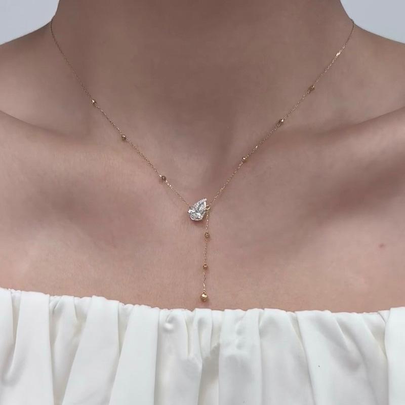 Y-Shaped Water Drop Tassel Necklace: Versatile, Chic, and Delicate Design for Women