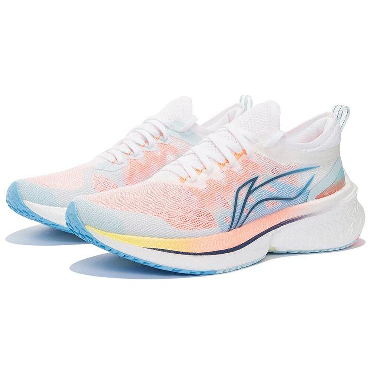 Li Ning Fei Dian Discovery One Piece Woven Low Top Running Shoes Women Sneaker White Blue ARMS008-1