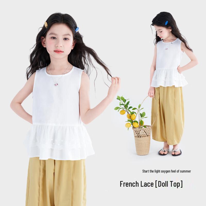 

Tutu Xiaoxiang Girls Summer Lace Patchwork Sleeveless Babydoll Top 140