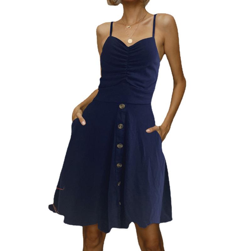 In stock, summer clearance women's floral dress, European and American sexy suspender dress.