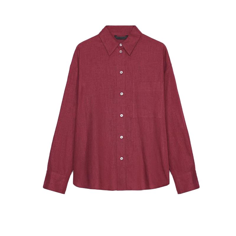 Spring New Women's Clothing French Linen Blend Loose Minimalist Long Sleeve Lapel Shirt Tops 2374734