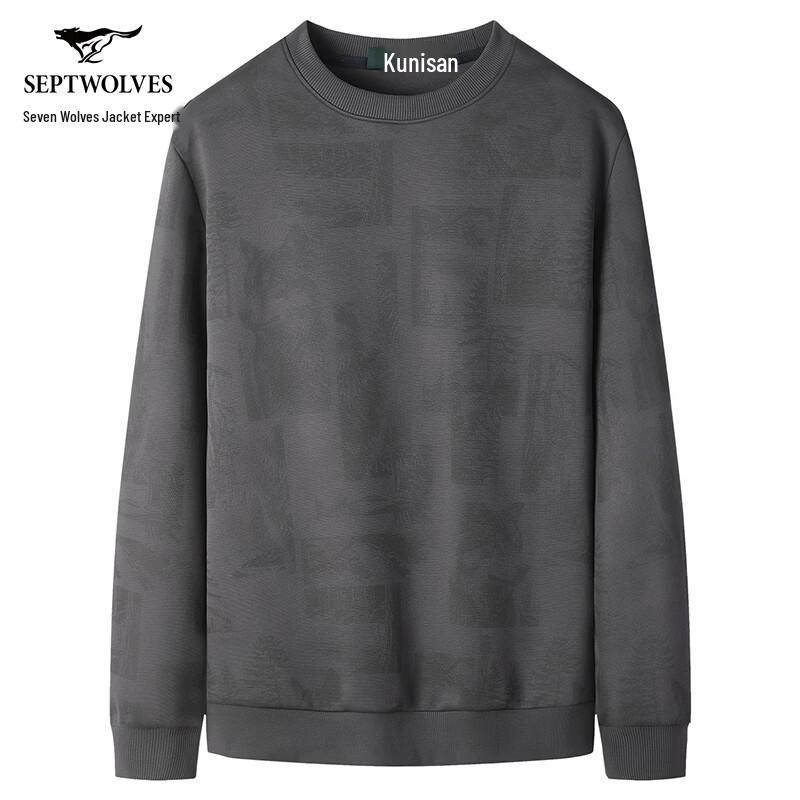 Septwolves Men s Long Sleeve Wolf Head Print T-Shirt XL (175)