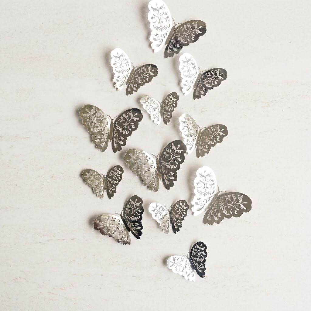 3D Butterfly Wall Stickers 12 Pieces Home Decor DIY Decals for Kids Room Nursery Bedroom Living Room Party Wedding Fridge