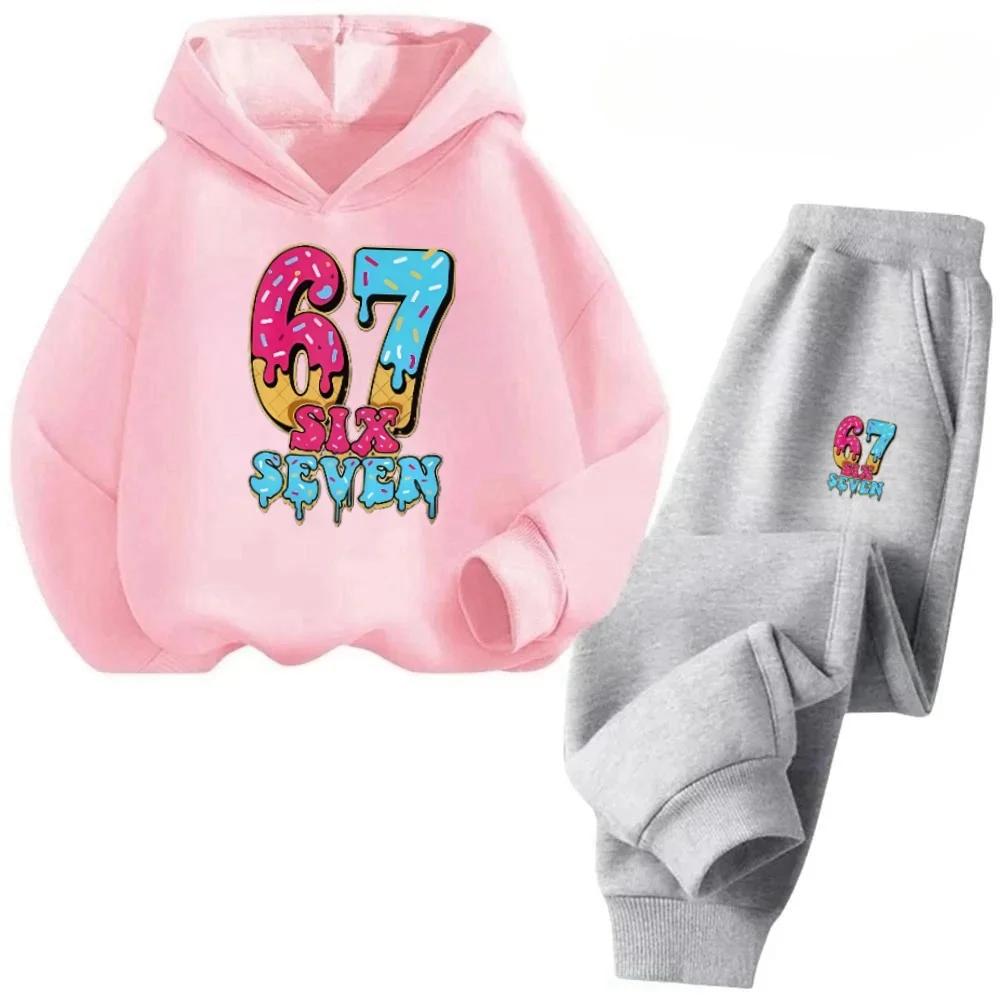 Viral 67 Numble Happy Kids Outfit 4-13Y Casual Fashion Spotts Children Hoodies Set Comfortable Boy Girl Sweatshirt Set Pant Suit
