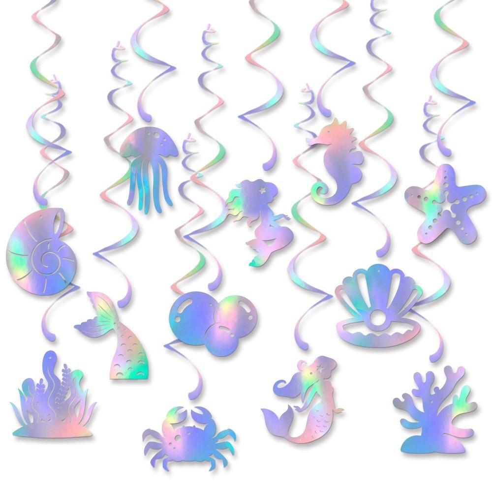 Birthday Mermaid Party Decorations Spiral Hanging Ornaments For Children Event