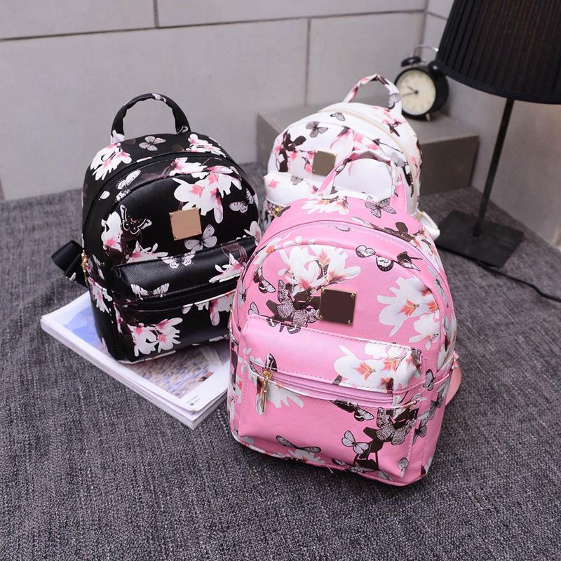 CUTE Ladies Floral Backpack Travel Faux Leather Handbag Rucksack ...