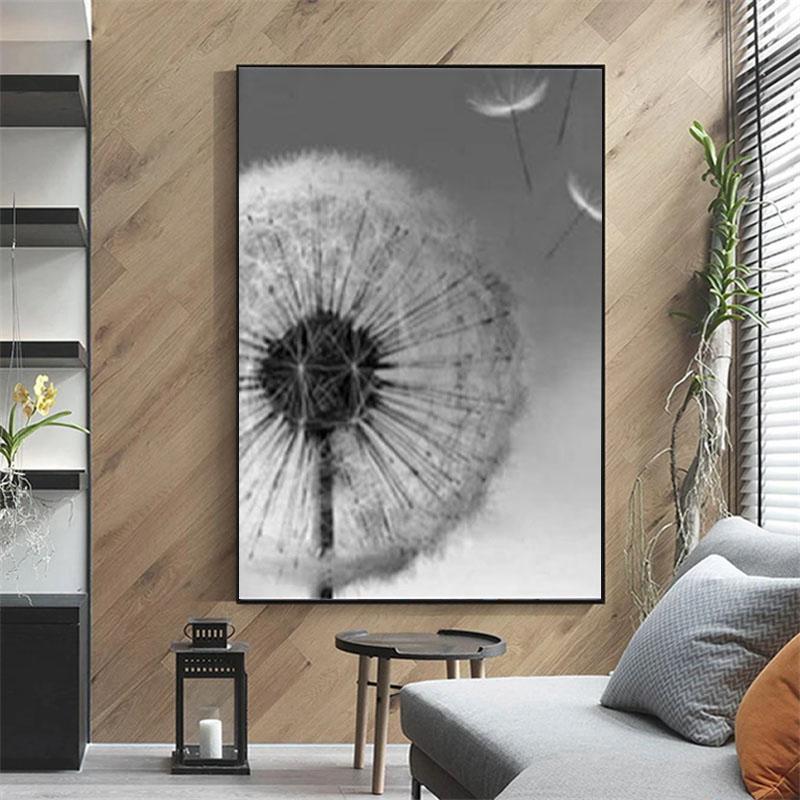 Diamantmalerei zum Selbermachen, Schwarz-Weiß-Pusteblume, Kreuzstich-Set, Mosaikkunst, Diamantmalerei, voller Kreis/Quadrat-Diamant, Heimdekoration