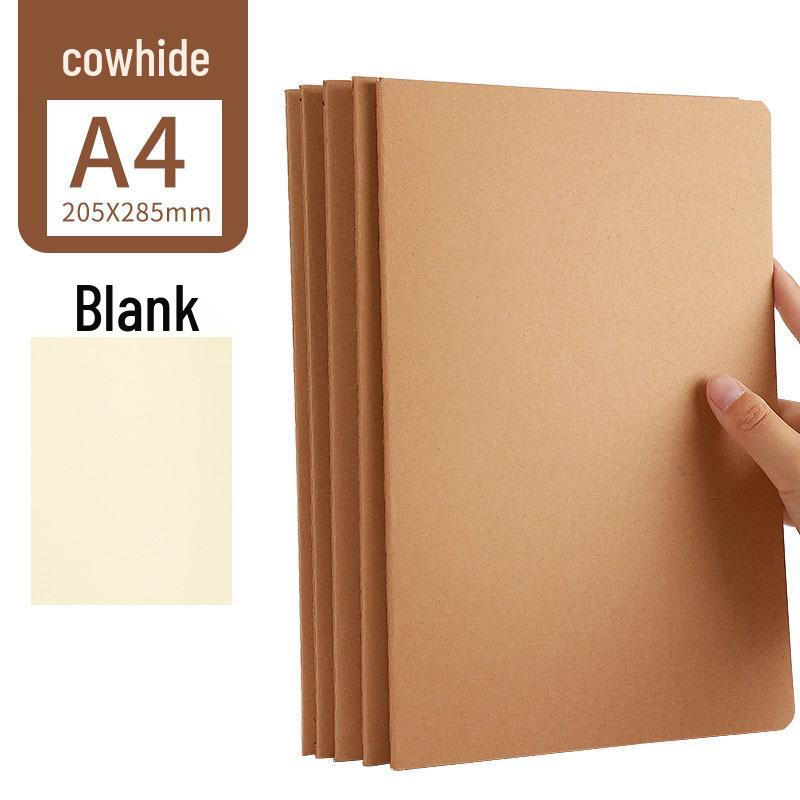 16k Simple Cowhide Paper Stitched A4 Large Lined B5 High School Blank English Grid Notebook