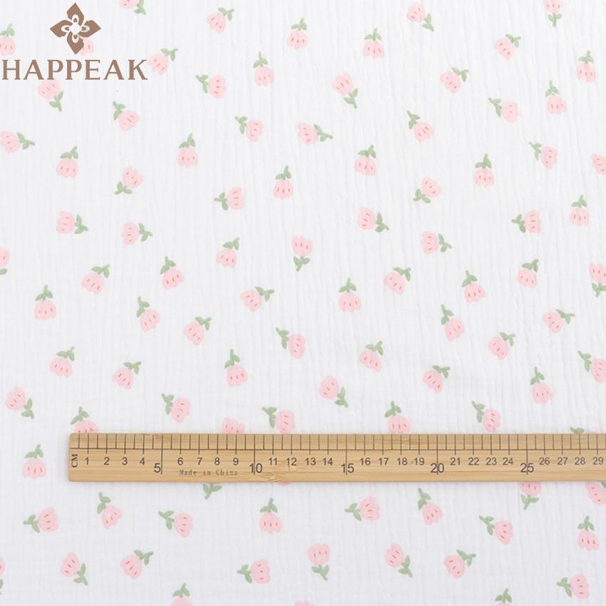 HAPPEAK Custom Printed Muslin Fabrics Pink Tulip Breathable Gauze Cotton by Yard for Summer Fashion Design