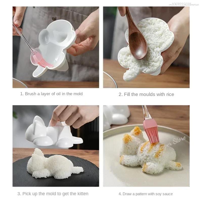 Sushi Molds Easy To Use Cats Shape Rice Molds Animal Sushi Molds Cats Shape Sushi Moulds Handmade Animal Rice Molds Kitchen Tool