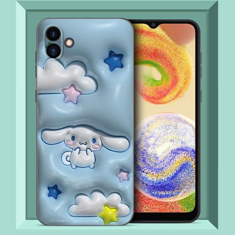 Kawaii Cinnamoroll Black Silicone Phone Case For Samsung Galaxy A01 A03 Core A04 E A02 A05 A10 A20 A21 A30 A50 S A6 A8 Plus A7