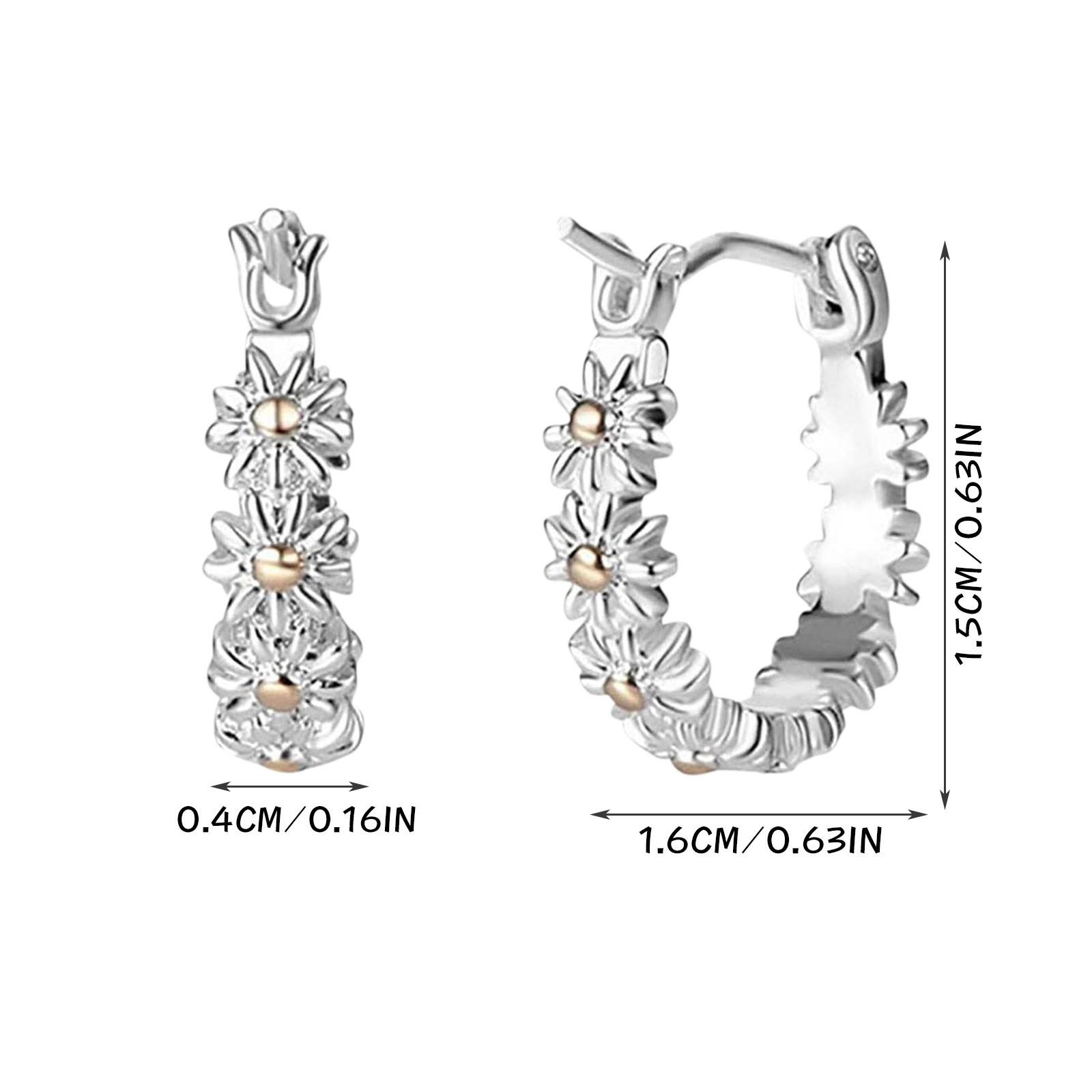 Маленькие креативные женские серьги с изображением ромашки — фото 3