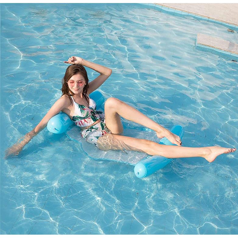 Water Hammock Swimming Mattress Inflatable Pool Deckchair with Net 120x70