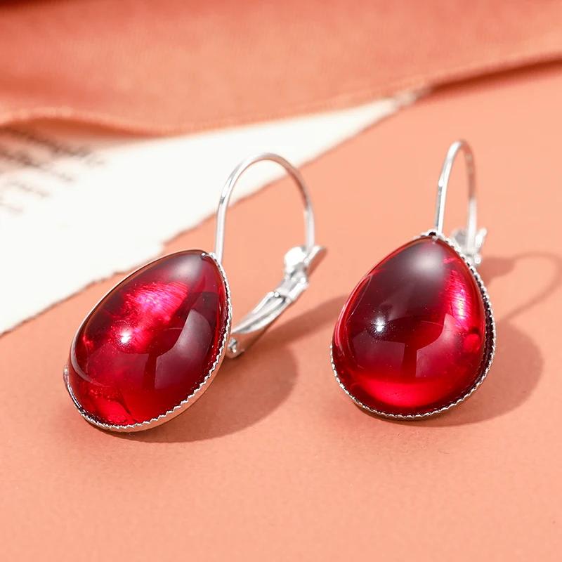 New Gothic Blood Red Drop Earrings For Women Girls Vampire Witch Accessories Mysterious Magic Crystal Earhook Party Gifts