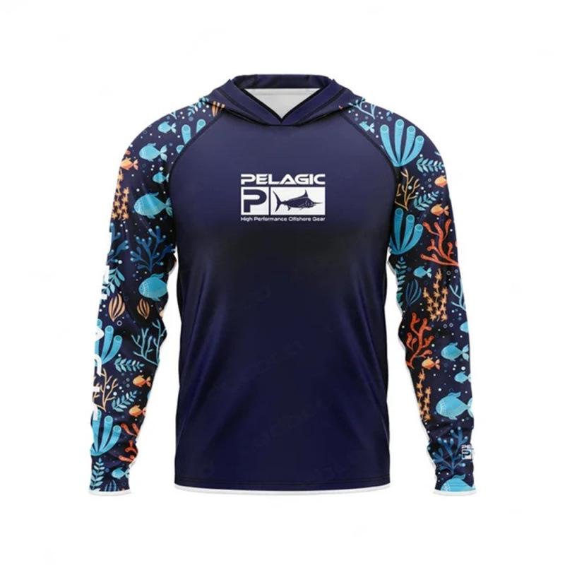 Dunkelblau UV-Schutz Langarm Angel-Kapuzenpullover