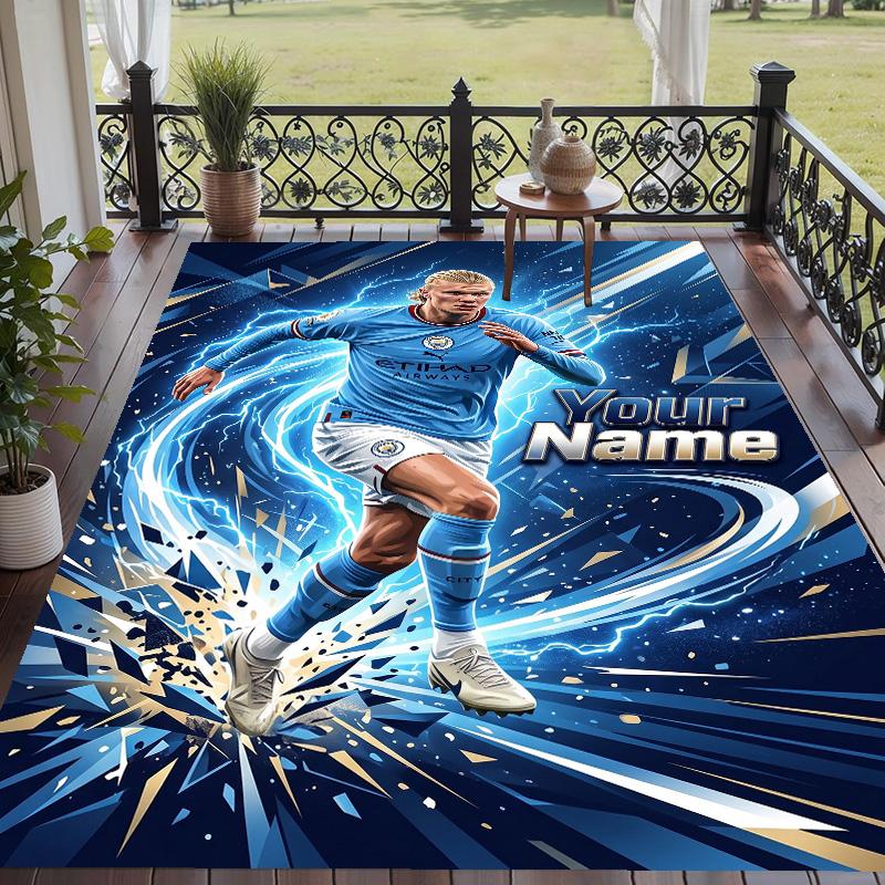 Custom Text Printed Rug Erling Haaland Non Slip Floor Carpet For Home Room Decor